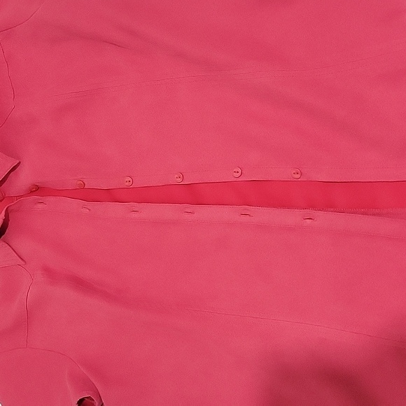 COTTON GINNY SHORT SLEEVE BUTTON DOWN SUEDE SHIRT TOP PINK SIZE LARGE - Picture 7 of 8
